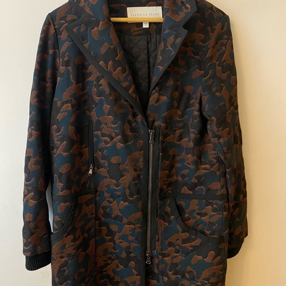 PRICE DROP Veronica Beard Brown Teal Jacquard Parka Camo Multicolor - Picture 9 of 12
